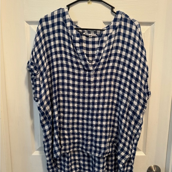 Jane and Delancey Navy and White Gingham Blouse - Picture 1 of 4